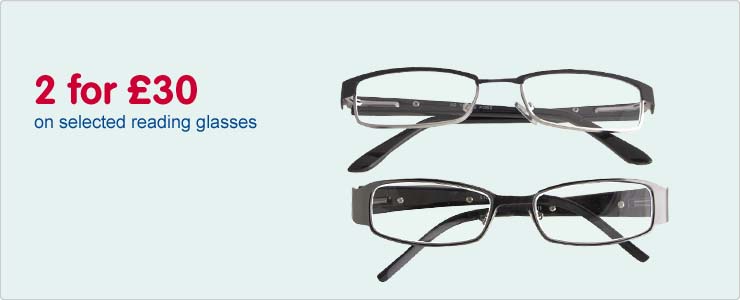 Two for thirty pounds on selected reading glasses